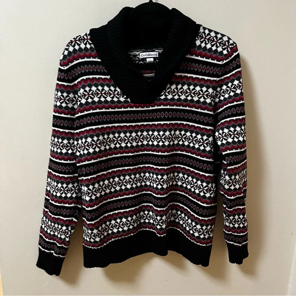 Croft & Barrow Shall Collar Winter Holiday Sweater- Size Large - Picture 1 of 4